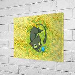 Холст прямоугольный Судзумэ закрывающая двери: котик с клубком, цвет: 3D-принт — фото 2