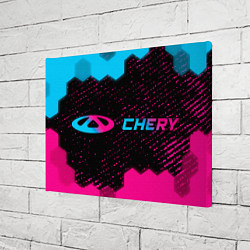 Холст прямоугольный Chery - neon gradient: надпись и символ, цвет: 3D-принт — фото 2