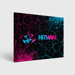 Холст прямоугольный Hitman - neon gradient: надпись и символ, цвет: 3D-принт