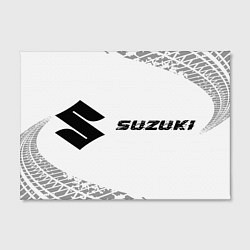 Холст прямоугольный Suzuki speed на светлом фоне со следами шин: надпи, цвет: 3D-принт — фото 2