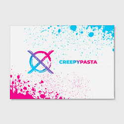 Холст прямоугольный CreepyPasta neon gradient style: надпись и символ, цвет: 3D-принт — фото 2