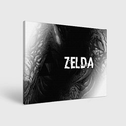 Холст прямоугольный Zelda glitch на темном фоне: надпись и символ, цвет: 3D-принт
