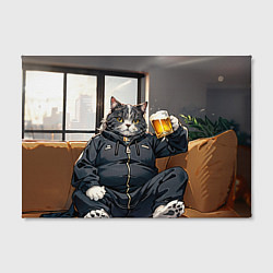 Холст прямоугольный Толстый кот со стаканом пива, цвет: 3D-принт — фото 2
