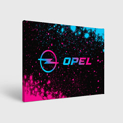 Холст прямоугольный Opel - neon gradient: надпись и символ, цвет: 3D-принт