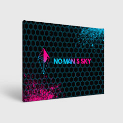Холст прямоугольный No Mans Sky - neon gradient: надпись и символ, цвет: 3D-принт