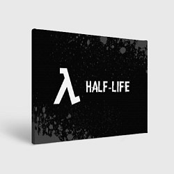 Холст прямоугольный Half-Life glitch на темном фоне: надпись и символ, цвет: 3D-принт