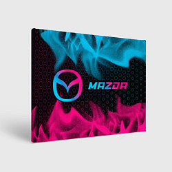 Холст прямоугольный Mazda - neon gradient: надпись и символ, цвет: 3D-принт