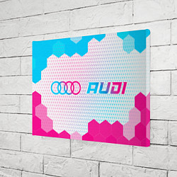 Холст прямоугольный Audi neon gradient style: надпись и символ, цвет: 3D-принт — фото 2