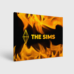 Холст прямоугольный The Sims - gold gradient: надпись и символ, цвет: 3D-принт