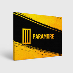 Холст прямоугольный Paramore - gold gradient: надпись и символ, цвет: 3D-принт