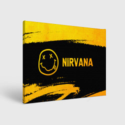 Холст прямоугольный Nirvana - gold gradient: надпись и символ, цвет: 3D-принт