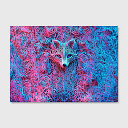 Холст прямоугольный Лис из розово-голубых узоров, цвет: 3D-принт — фото 2