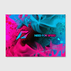 Холст прямоугольный Need for Speed - neon gradient: надпись и символ, цвет: 3D-принт — фото 2