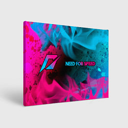Холст прямоугольный Need for Speed - neon gradient: надпись и символ, цвет: 3D-принт