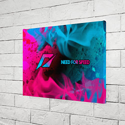 Холст прямоугольный Need for Speed - neon gradient: надпись и символ, цвет: 3D-принт — фото 2