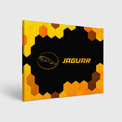 Холст прямоугольный Jaguar - gold gradient: надпись и символ, цвет: 3D-принт