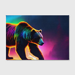 Холст прямоугольный Неоновый светящийся медведь гризли, цвет: 3D-принт — фото 2