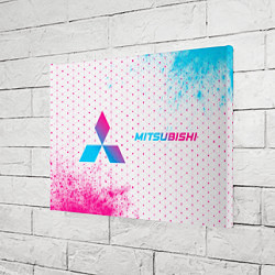 Холст прямоугольный Mitsubishi neon gradient style: надпись и символ, цвет: 3D-принт — фото 2