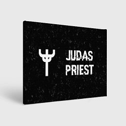 Холст прямоугольный Judas Priest glitch на темном фоне: надпись и симв, цвет: 3D-принт