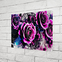 Холст прямоугольный Розы в стиле киберпанк, цвет: 3D-принт — фото 2