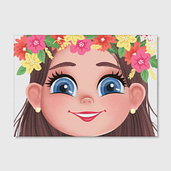 Холст прямоугольный Сашенька - лучезарная девочка с цветами на голове, цвет: 3D-принт — фото 2