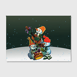 Холст прямоугольный Новогодний квартет со снеговиками, цвет: 3D-принт — фото 2