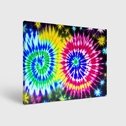 Холст прямоугольный Colorful floral composition - tie-dye, цвет: 3D-принт