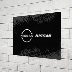 Холст прямоугольный Nissan speed на темном фоне со следами шин по-гори, цвет: 3D-принт — фото 2