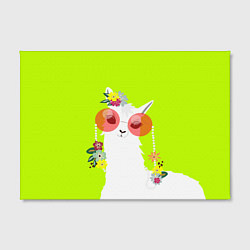 Холст прямоугольный Лама - альпака в розовых очках, цвет: 3D-принт — фото 2