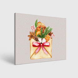 Холст прямоугольный Новогодний конверт с пряником, цвет: 3D-принт