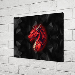 Холст прямоугольный Красный дракон на полигональном черном фоне, цвет: 3D-принт — фото 2