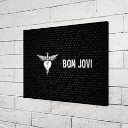 Холст прямоугольный Bon Jovi glitch на темном фоне по-горизонтали, цвет: 3D-принт — фото 2