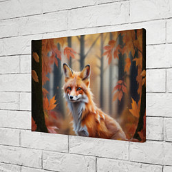 Холст прямоугольный Рыжая лисица в осеннем лесу, цвет: 3D-принт — фото 2