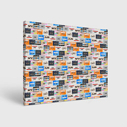 Холст прямоугольный Ретро магнитофонные кассеты, цвет: 3D-принт