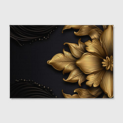 Холст прямоугольный Золотые объемные листья на черном фоне, цвет: 3D-принт — фото 2