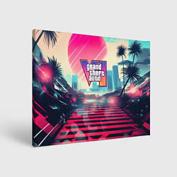 Холст прямоугольный GTA 6 retro abstract, цвет: 3D-принт