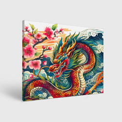 Холст прямоугольный Гравюра японского дракона, цвет: 3D-принт