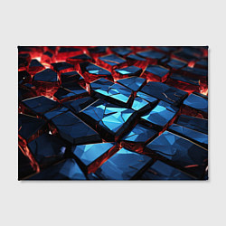 Холст прямоугольный Синие абстрактные плиты и красное свечение, цвет: 3D-принт — фото 2