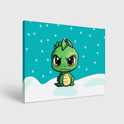 Холст прямоугольный Маленький зеленый забавный новогодний дракон, цвет: 3D-принт