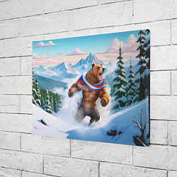 Холст прямоугольный Медведь с триколором, цвет: 3D-принт — фото 2