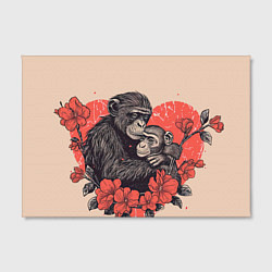 Холст прямоугольный Влюбленные обезьяны 14 февраля, цвет: 3D-принт — фото 2