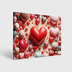 Холст прямоугольный Сердце - шары, цвет: 3D-принт
