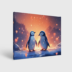 Холст прямоугольный Романтичная пара пингвинов, цвет: 3D-принт