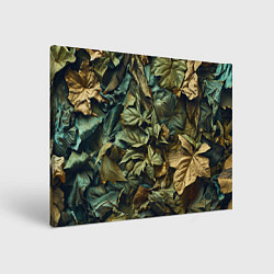 Холст прямоугольный Реалистичный камуфляж из листьев, цвет: 3D-принт
