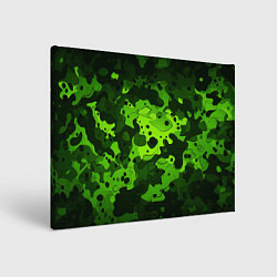 Холст прямоугольный Яркий неоновый зеленый камуфляж, цвет: 3D-принт