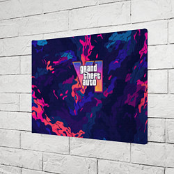 Холст прямоугольный GTA 6 logo яркий неоновый камуфляжный стиль, цвет: 3D-принт — фото 2