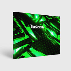 Холст прямоугольный Palworld logo green neon, цвет: 3D-принт