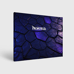Холст прямоугольный Palworld логотип темные синие разломы плит, цвет: 3D-принт