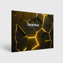 Холст прямоугольный Palworld логотип разлом желтых плит, цвет: 3D-принт