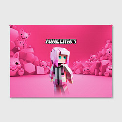 Холст прямоугольный Minecraft персонаж розовый фон, цвет: 3D-принт — фото 2